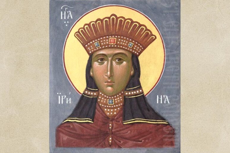 Hand-painted icon of Great Martyr Irene from St. Elisabeth Convent