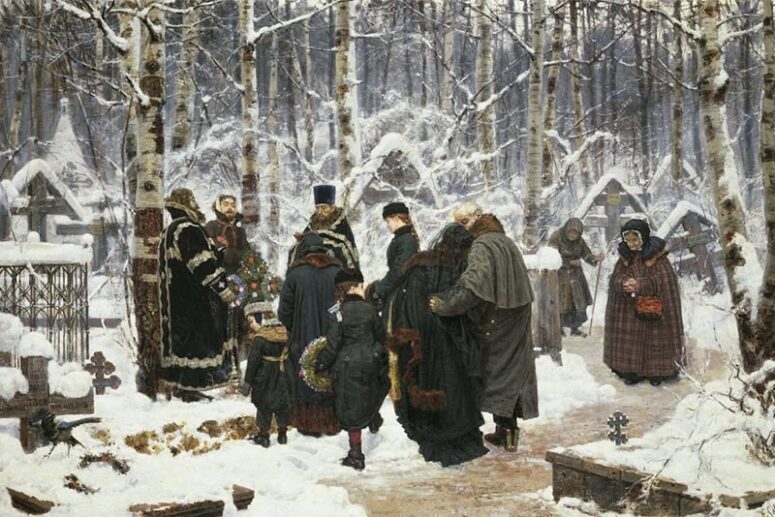 Memorial Service at the Cemetery on the Ninth Day by Konstantin Savitsky