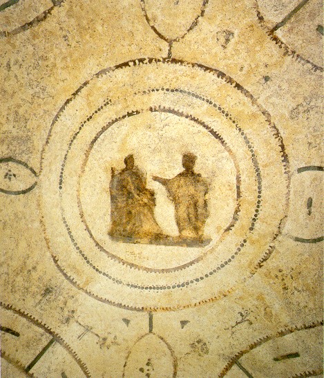 Frescoes in the Catacombs of Priscilla (fragments). Rome, Late second early third centuries.