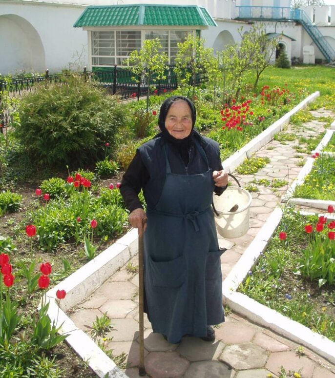 Nun Sofia in the garden of the convent