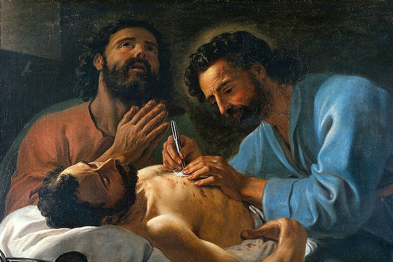 SS. Cosmas and Damian dressing a chest wound by Antoine de Favray