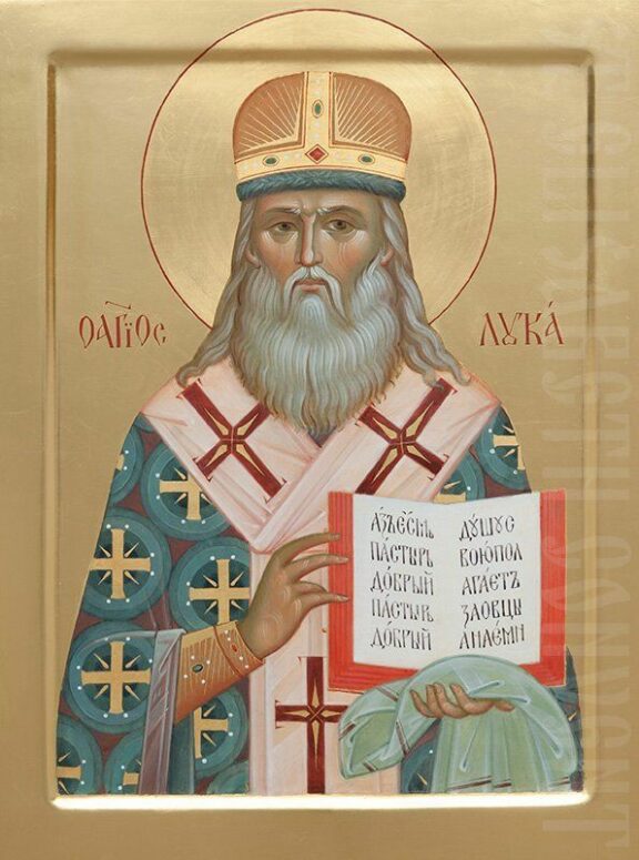 Hand-painted icon of Saint Luke