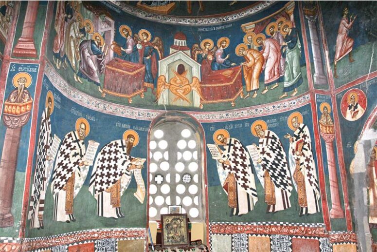 Frescoes in the Church of the Holy Apostles. Patriarchate of Peć (Serbia). 14th century