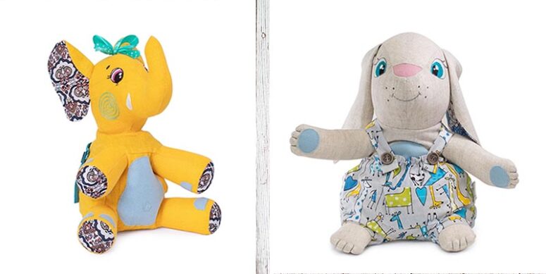 Soft Bunny or Elephant eco toys