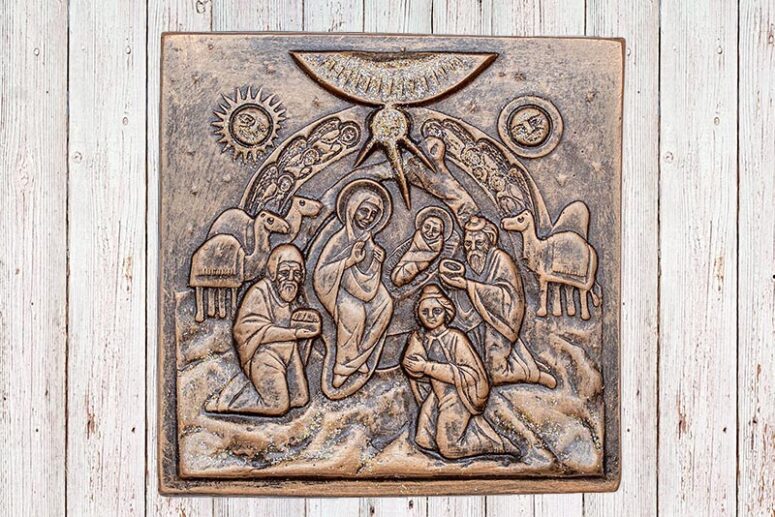 Handmade Gypsum (Plaster) icon of the Nativity of Christ