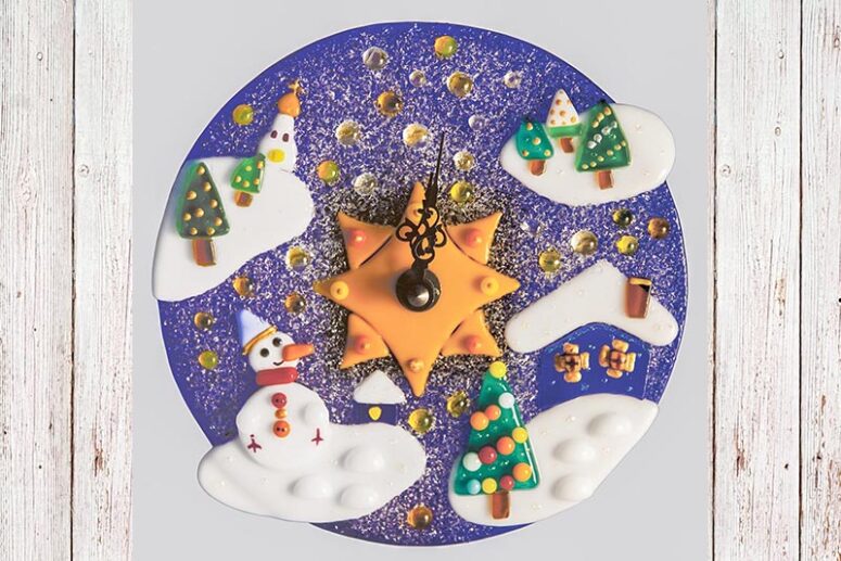 Stained Glass Wall Clock ( with festive Nativity decoration)