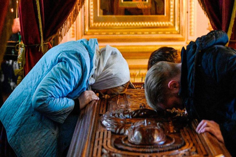 orthodox christian and relics of saints