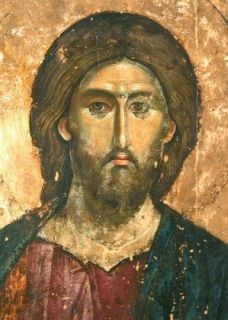 shoulder length icon of christ the pantocrator