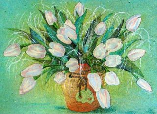 Stone picture White Tulips