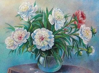 Stone picture Peonies