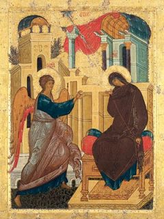An icon of Annunciation of the Mother of God