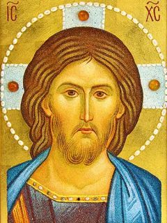 Stone icon of Jesus Christ marble