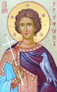 St Tryphon Icon from precious and semiprecious stones