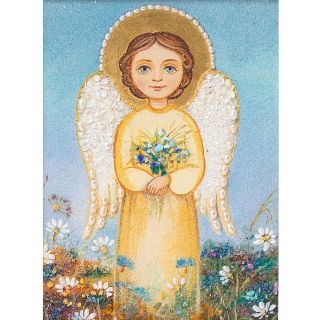 handmade from grounded semiprecious stones picture of an angel