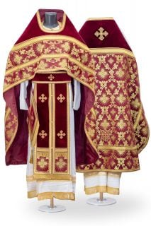 burgundy orthodox priest vestment for great lent