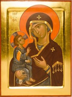 painted hodegetria icon of theotokos
