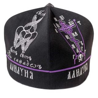 russian style monastic skufia with embroidered seraph