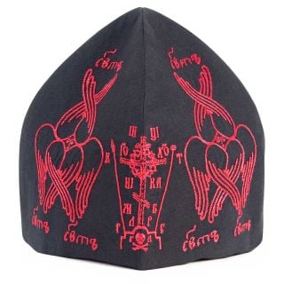 skufia for nuns with red threads embroidery