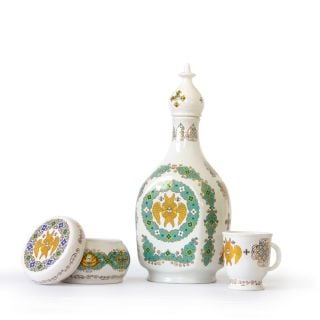 ceramic holy water set with seraph