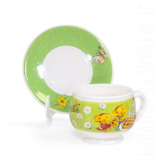 handmade ceramic cup and a saucer set for children