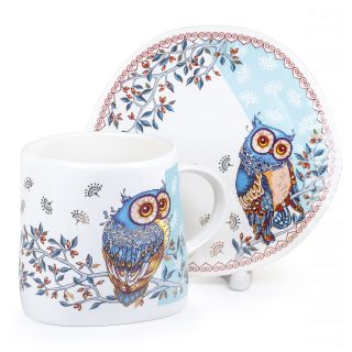  Owl Mug & Saucer Set