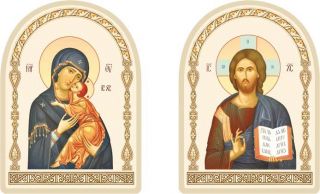 Christ the Pantocrator and Tenderness icon of the Mother of God (diptychs)