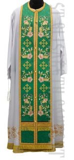 green epitrachelion with floral embroidery