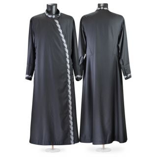 black priest undercassock with oak embroidery