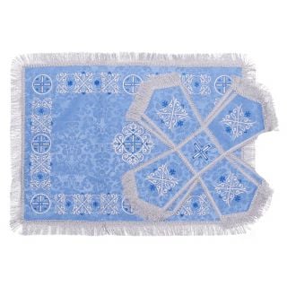 Blue chalice covers and veil with silk Paschal embroidery