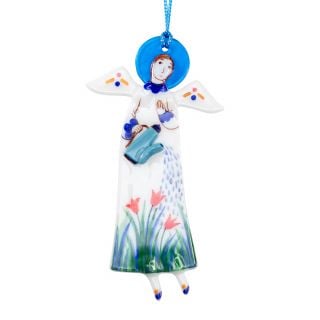 fused glass angel pendant