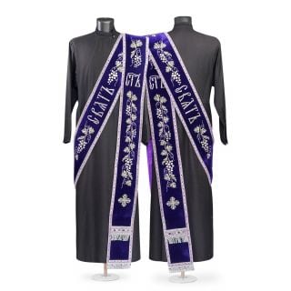 velvet purple orarion with grapes and holy embroidery for protodeacons