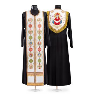 Coptic-style Priest Epitrachelion with the Theotokos sewn icon