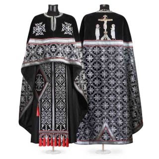 beautiful Lenten Greek-style priest vestment black with embroidery