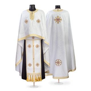 Greek-style priest vestment with embroidered crosses and gallon