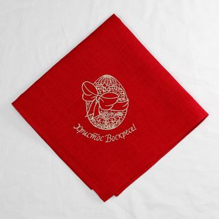 Red paschal napkin with embroidery