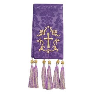 purple handmade bookmark with pearls and tassels 