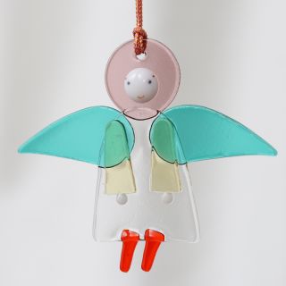 fused glass colorful angel pendant 