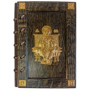 beautiful wooden Gospel Book cover with gilding