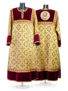 burgundy/gold sticharion with Christ medallion