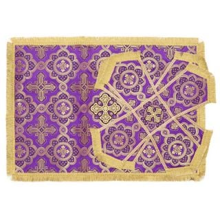 purple chalice covers and veil with gold crosses