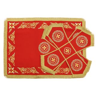 beautiful red gabardine chalice covers and veil with embroidery