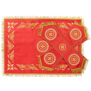 red Chalice covers and veil with Byzantine Embroidery