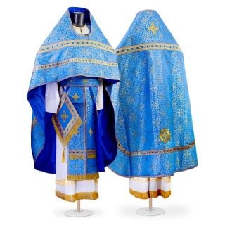 Blue church silk Russian-priest vestment 