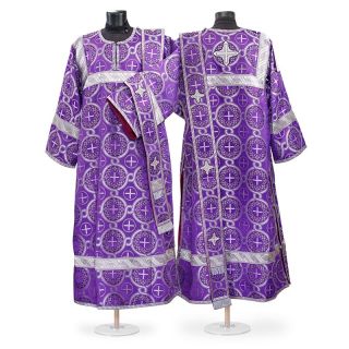 yellow church silk vestment with sewn crosses