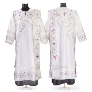 embroidered protodeacon silver vestment