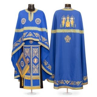 Greek-style Priest Vestment from gabardine with medallions and embroidery