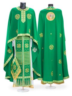 green greek vestment with holy Trinity embroidery