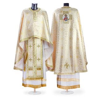 Greek-Style Priest Vestment with Embroidery of Christ Made of Silk
