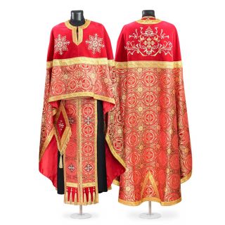 Greek-style velvet priest vestment with embroidery
