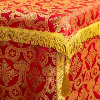 red and gold church brocade altar vestment